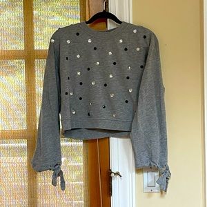 Grey sweatshirt with gemstone details